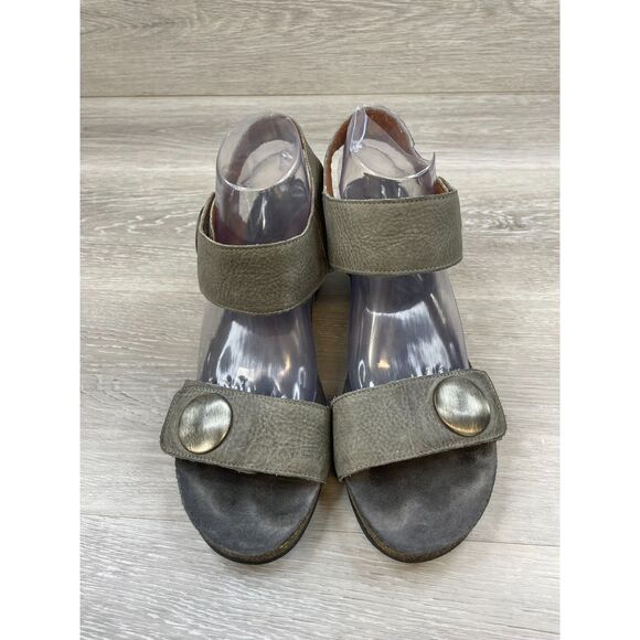 Taos Carousel 3 Women's Sandal Gray Leather Buckle Ankle Strap 8.5 Shoes - Picture 2 of 12